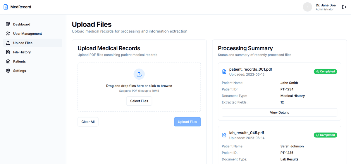 Hospital Platform - Medical Records Dashboard